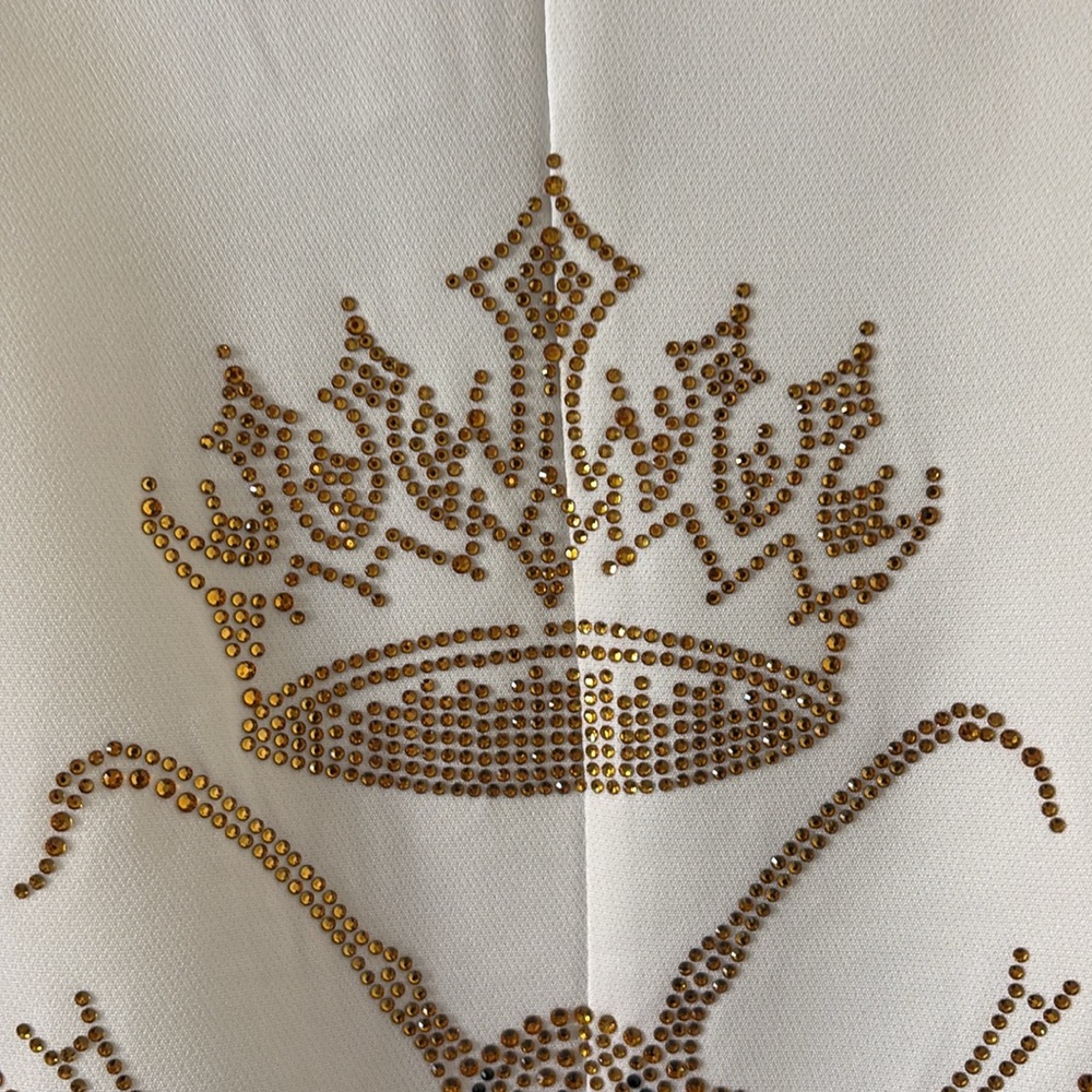 *Elegant Embellished White Blazer Jacket w Queen Bee Beaded Design Shawl Lapel - Picture 4 of 16